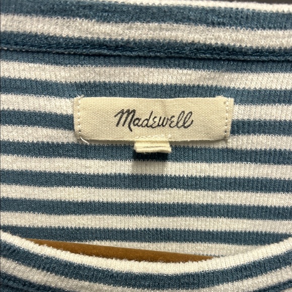 Madewell Navy and White Striped Long Sleeve Tee - Picture 2 of 3